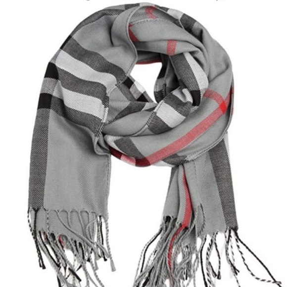 Gray Classic Plaid Giant Check Scarf - Picture 3 of 8